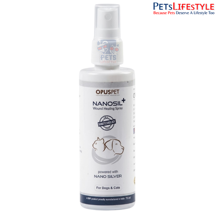 Opus Pet Nanosil+ | Silver Nanoparticle Wound Healing Spray for Dogs & Cats | 75 ml