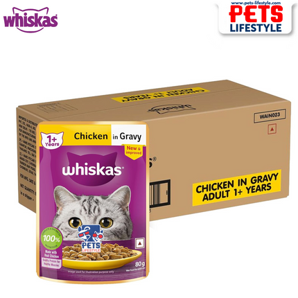 Whiskas Chicken in Gravy Adult Wet Cat Food - 85 g packs