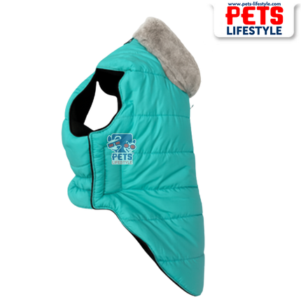 Fur Jacket for Dogs –Teal (Blue-Green), Winter Wear by PᴇᴛsLɪғᴇsᴛʏʟᴇ