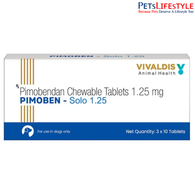 Vivaldis Pimoben-Solo 1.25 mg Tablets for Dogs – Pimobendan Cardiac Medication (Pack of 30 Tablets)