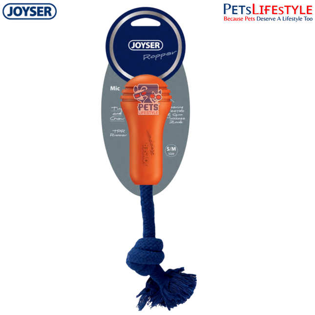 JOYSER Ropper Rope & Rubber Durable Chew Dog Toy for Puppies & Small Dogs – Orange/Dark Blue (S/M)