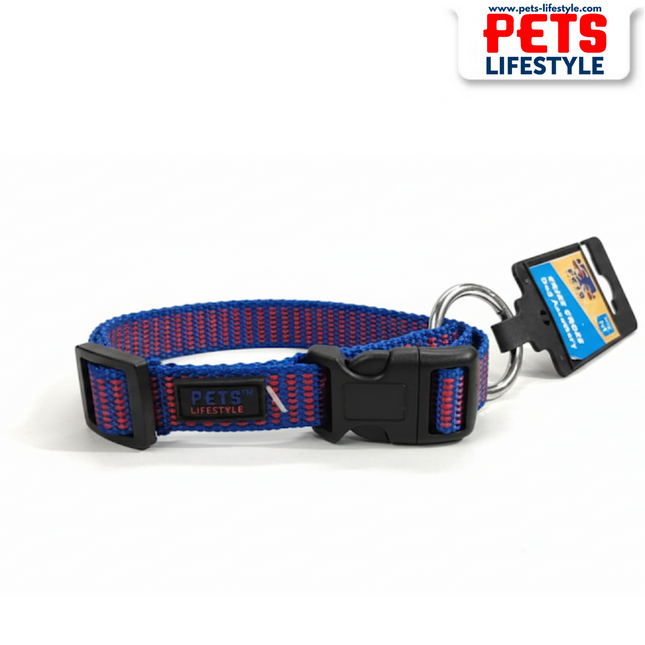 PᴇᴛsLɪғᴇsᴛʏʟᴇ Gearbuff Pet Walk Premium Dog Collar – Blue & Red
