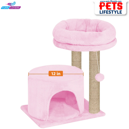Canine Desk Cozy Cat Tree with Scratching Posts, Platforms and Dangling Toy