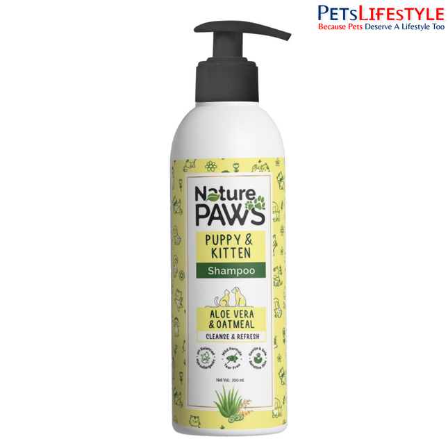 NaturePAWS Puppy & Kitten Shampoo & Conditioner with Aloe Vera, Cucumber & Oatmeal (200 ml)