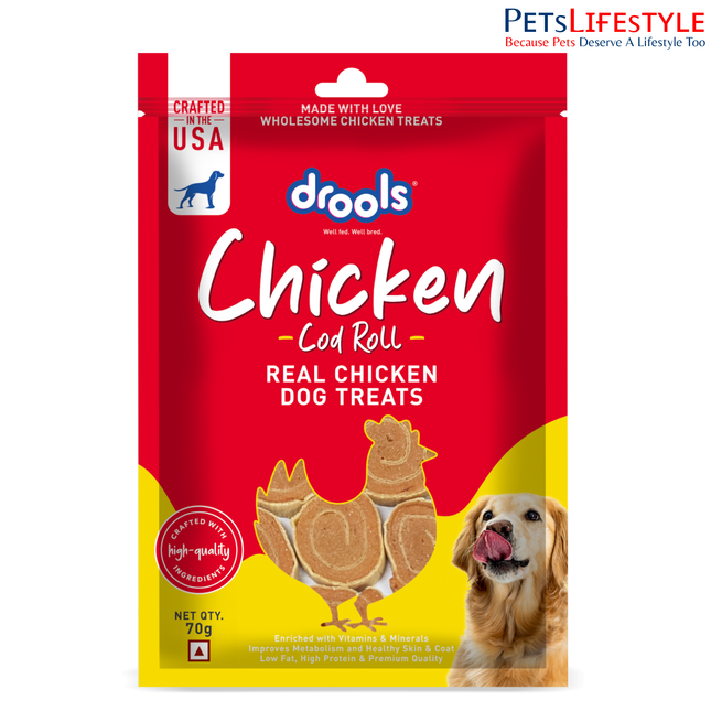 Drools Chicken Cod Roll Dog Treats 70g