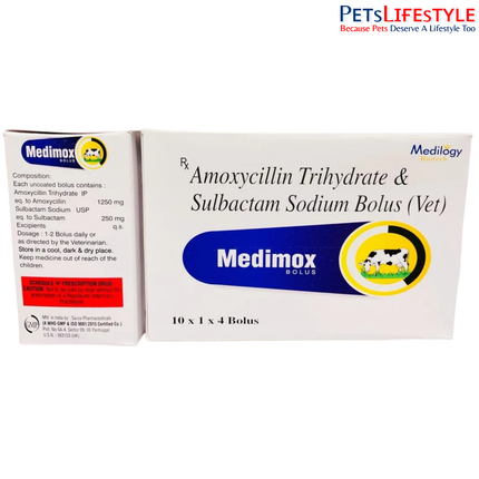 MEDIMOX Bolus (Amoxycillin Trihydrate & Sulbactam Sodium Bolus Vet)