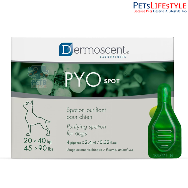 Savavet Dermoscent Pyospot Purifying Spot On for Dogs Between 20 to 40kg (2.4ml x 4 Pipette)
