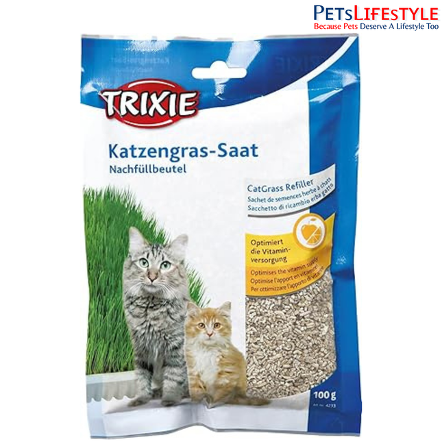 TRIXIE Cat Grass Seeds with Planter – Natural Digestive & Wellness Support for Cats