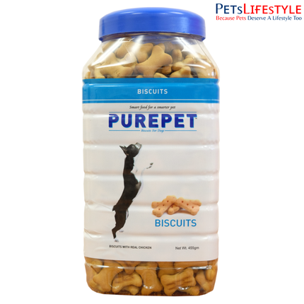 Purepet Dog Biscuits Jar (455g) – Milk / Chicken / Mutton Flavours Dog Treats