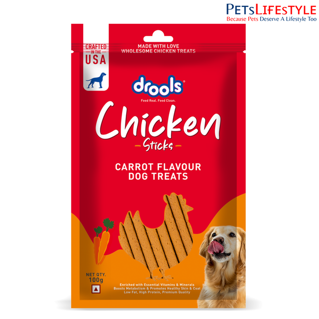 Drools Chicken Carrot Flavor Dog Treats Sticks 100g