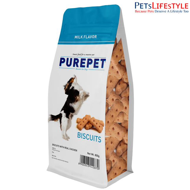 Purepet Treat Milk Flavor Biscuit Dog Treats Pouch 800g