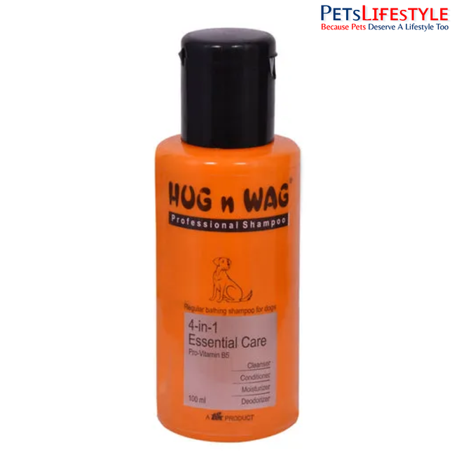 TTK Hug n Wag Professional 4-in-1 Essential Care Shampoo for Dogs & Puppies – 100 ml