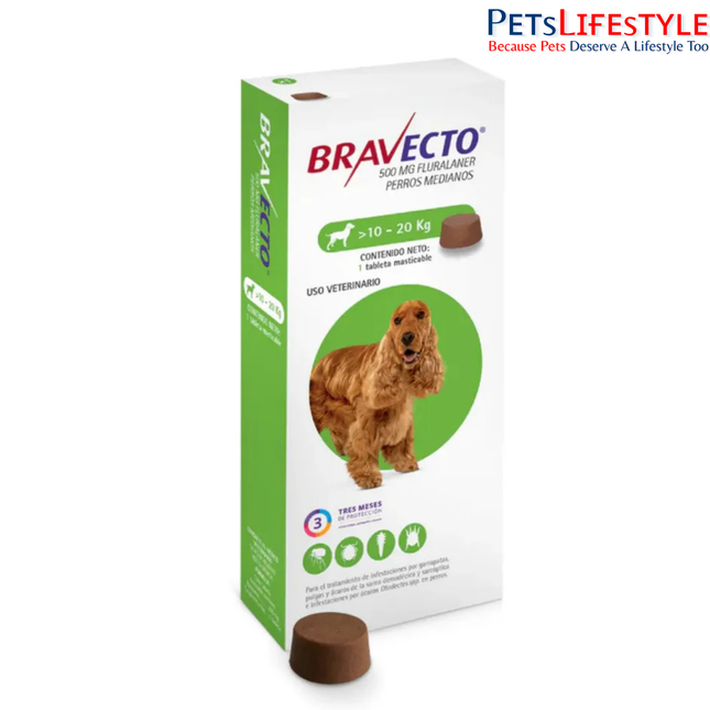 Bravecto Tick & Flea Chewable Tablet For Dogs Weighing 10 - 20 kg