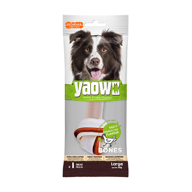 Gnawlers Yaowo Knotted Chicken & Liver Dog Treat – 4 inch