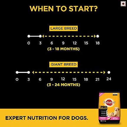 Pedigree PRO Puppy Dry Dog Food Large Breed Dog (3-18 Months), Chicken, 20kg