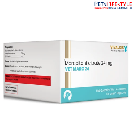 Vivaldis Vet Maro 24 mg Tablets for Dogs – Maropitant Citrate Antiemetic (Pack of 4 Tablets)