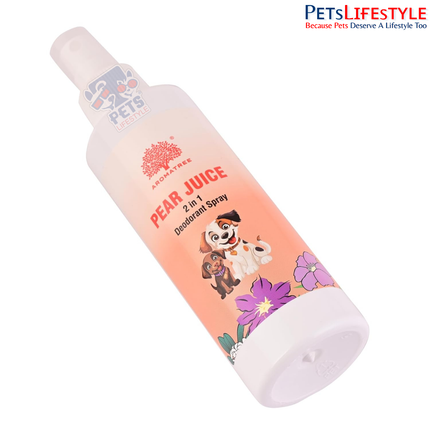 Aromatree 2 in 1 Pet Deodorant Spray 200 ml (Pear Juice Fragrance) | Aromatherapy Based, Anti-Microbial & Non-Toxic Freshener for Dogs & Cats