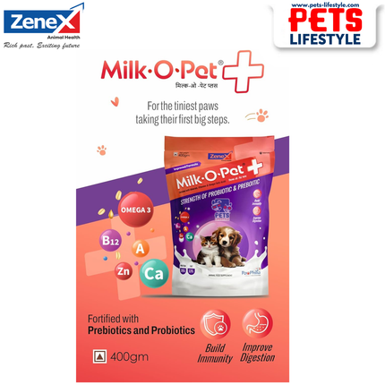 Milk O Pet  Powder Nutritional Weaning Formula for Puppies & Kittens 400g