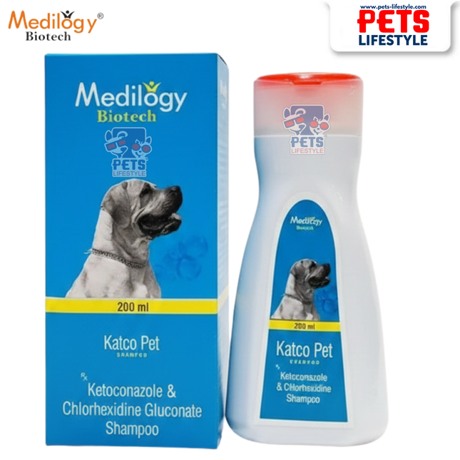 Medilogy Katco Pet Ketoconazole & Chlorhexidine Medicated Shampoo for Dogs & Cats (200 ml)