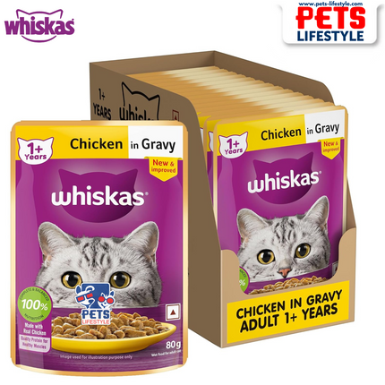 Whiskas Chicken in Gravy Adult Wet Cat Food - 85 g packs