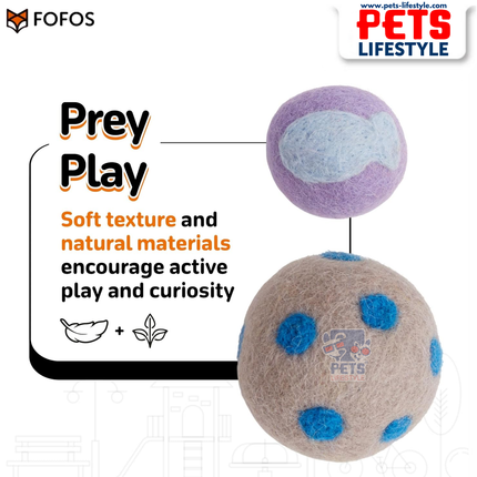 FOFOS Sardine Wool Toy 3 Pack 100% Handmade Wool Catnip Toys Lightweight & Interactive