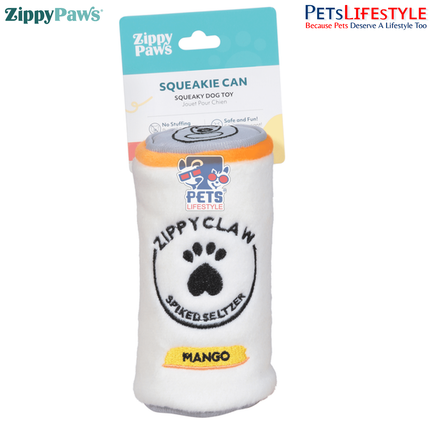 ZippyPaws Zippy Claw Squeakie Can – Mango  Stuffing-Free Plush Dog Toy with Blaster Squeaker