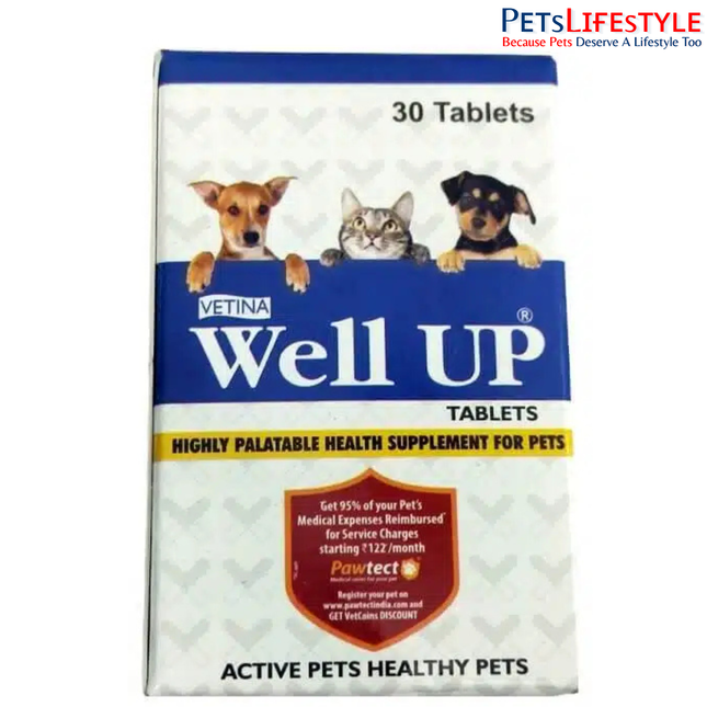 Vetina Well Up Multivitamin and Multimineral Tablets for Dogs and Cats 30 Tablets