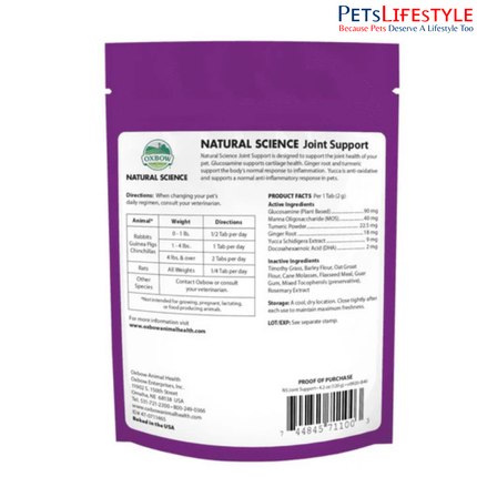 Oxbow Natural Science Joint Support Supplement for Rabbits, Guinea Pigs & Small Pets (120 g)