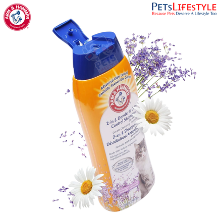Arm & Hammer 2-in-1 Deodorising & Dander Reducing Shampoo for Cats – Lavender Chamomile, 20 Fl Oz