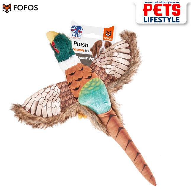 FOFOS Plush Dog Toy – Pheasant | Soft Squeaky Plush Toy with Crinkle Wings
