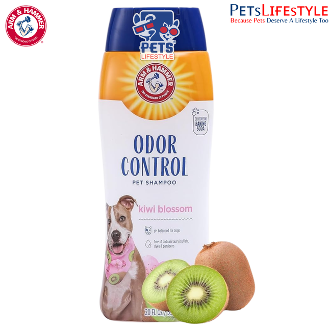 Arm & Hammer ODOR CONTROL PET Shampoo for Dogs & Puppies – Kiwi Blossom Scent (20 Fl Oz / 591 ml)