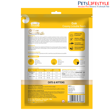 Grain Zero Creamy Lickable Cat treats Crab (15g x24 Pcs)20 Pcs +4 Pcs Free ,360g