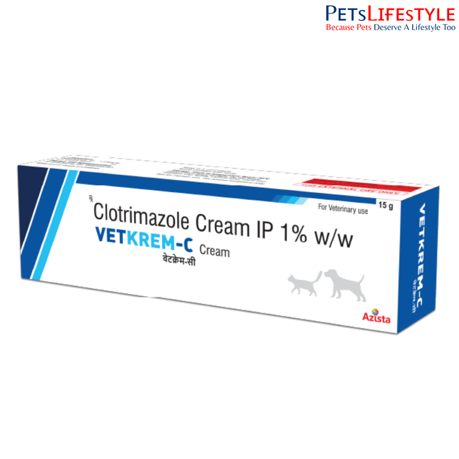 Vet Krem-C Clotrimazole Cream 1% w/w for Dogs & Cats – Antifungal Skin Treatment | Azista Vet