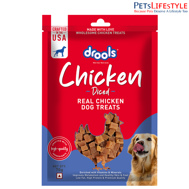 Drools Chicken Diced Dog Treats 70g