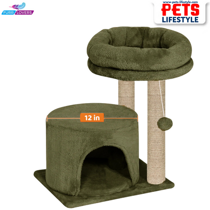 Canine Desk Cozy Cat Tree with Scratching Posts, Platforms and Dangling Toy