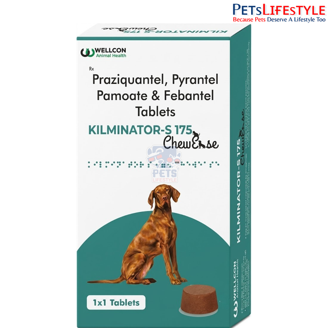 Kilminator-S 175 Deworming Chewable Tablets for Dogs Up to 35kg | Broad-Spectrum Dog Dewormer | 1 Chewable Tablet