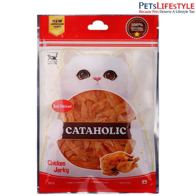 Cataholic Chicken & Fish Treats for Cats and Kittens | Soft Chicken Jerky Sliced | High Protein, Easily Digestible, Healthy Cat Treats for Training & Daily Rewards – 50 gm