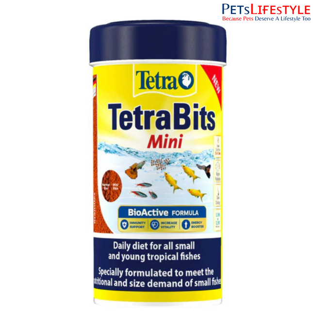 TetraBits Mini Fish Food for Small & Young Tropical Fish High Protein Growth Formula 35 Gram Pack