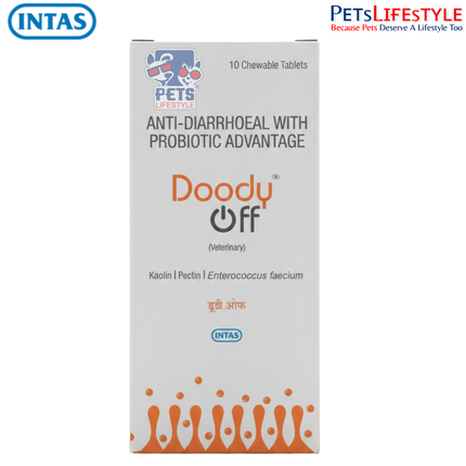 INTAS Doody Off Anti-Diarrhoeal Probiotic Chewable Tablets for Dogs & Cats (10 Tablets)
