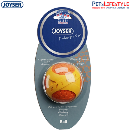 JOYSER Netrix Ball Durable Super Bounce Dog Toy – Yellow/Orange (M)