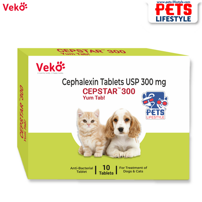 Veko CEPSTAR 300 Yum Tabs – Cephalexin 300 mg for Dogs & Cats (1x10 Tablets)