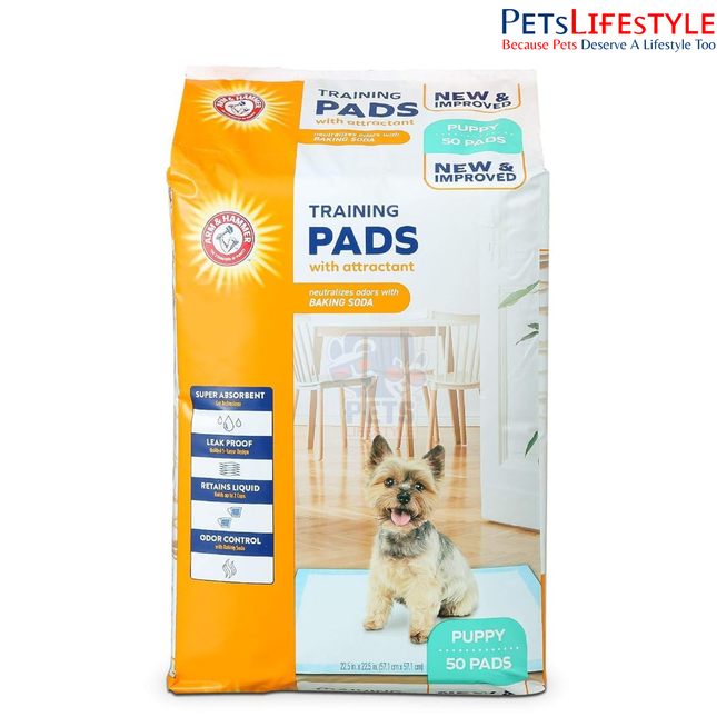 Arm & Hammer for Dogs Puppy Training Pads with Attractant – 50 Count