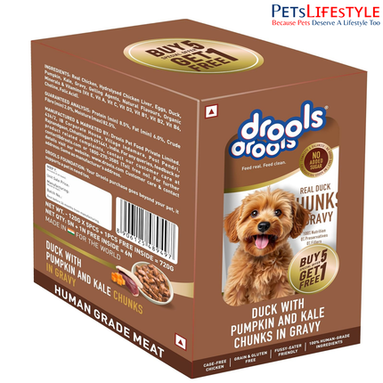 Drools Duck with Pumpkin & Tomato Chunks Gravy 120g (5+1 Pack)
