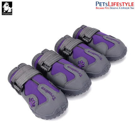 Truelove  Dog Boots (Purple) Waterproof Dog Shoes , Non-Slip Paw Protection ( 4 SHOES )