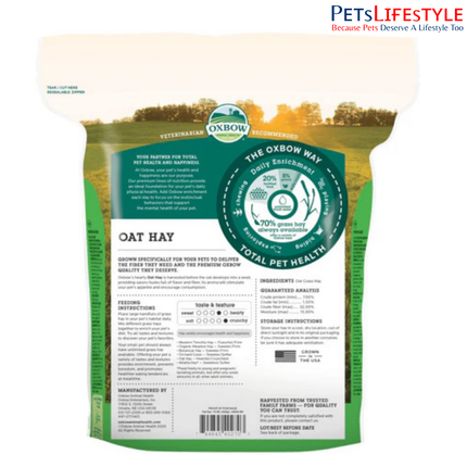 OXBOW Oat Hay 425g – Crunchy High-Fiber Hay for Rabbits & Small Pets