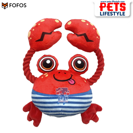 FOFOS Sealife Toy Crab – Durable Plush Dog Toy with Rope Hands & Squeaker