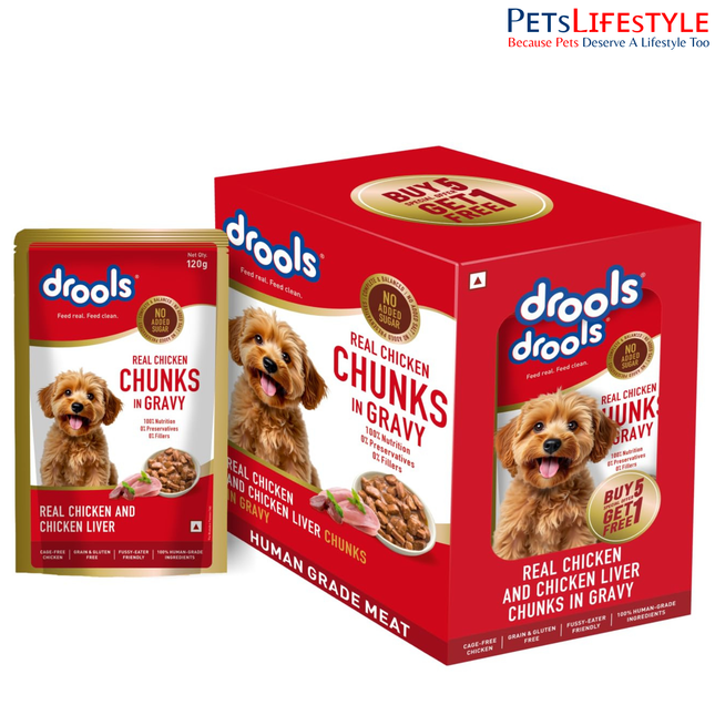 Drools Real Chicken & Liver Gravy 120g (5+1 Pack)
