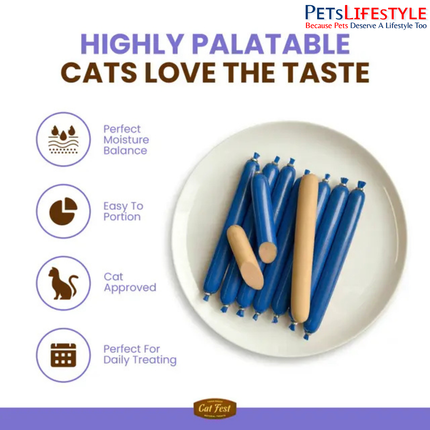 Catfest Bologna Sausages with Tender Duck – High-Protein Duck Cat Treats, Gluten-Free, 60 g