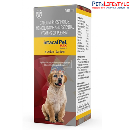 Intacal Pet Syrup | Calcium, Phosphorus & Vitamin D3 Bone Health Supplement for Dogs, Cats, Birds & Exotic Pets