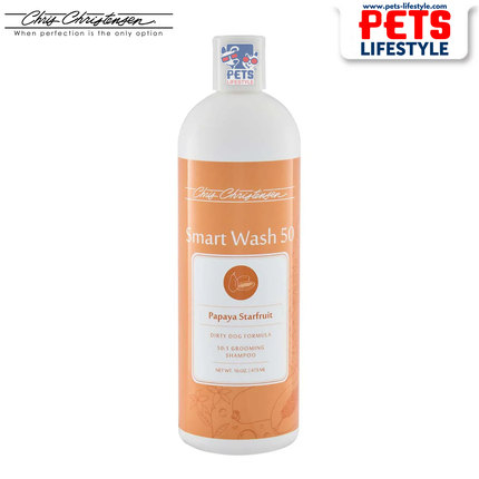 Chris Christensen SmartWash 50 (Papaya Starfruit) Professional Concentrated Shampoo for Dogs & Cats (50:1 Formula)